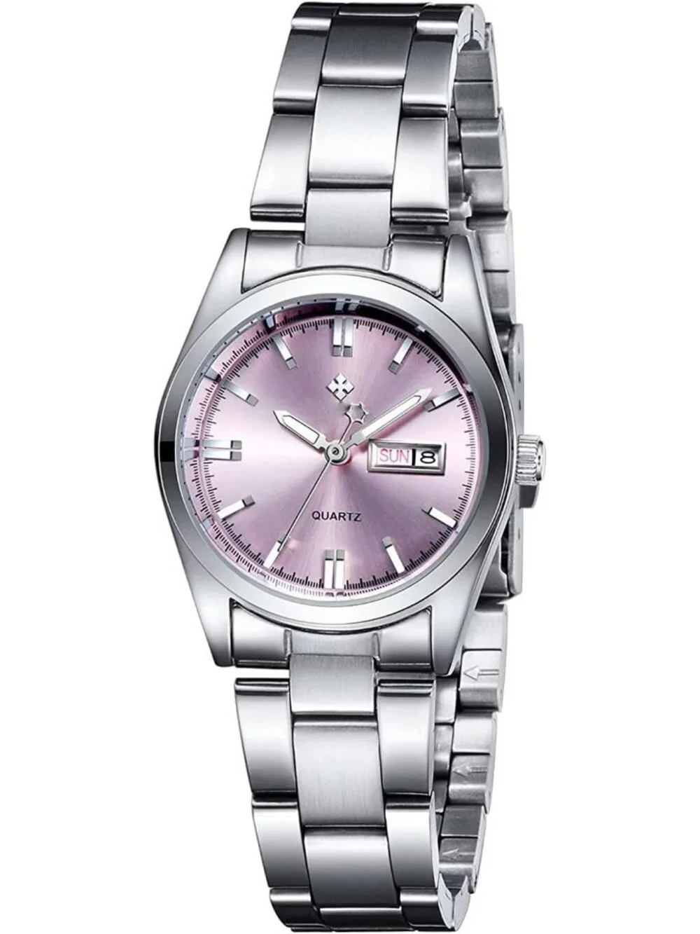 Women's Pink Analog Quartz Stainless Steel Luminous Waterproof Dress Watches